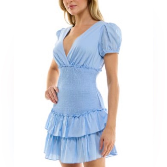 Macy's Light Blue Puff Sleeve Mini Dress💎💎 - Picture 2 of 14